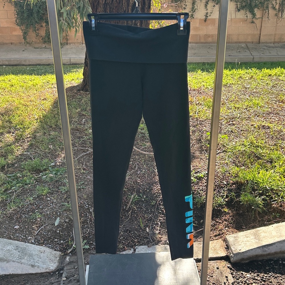 PINK Victoria's Secret Black Leggings with Colorful Logo